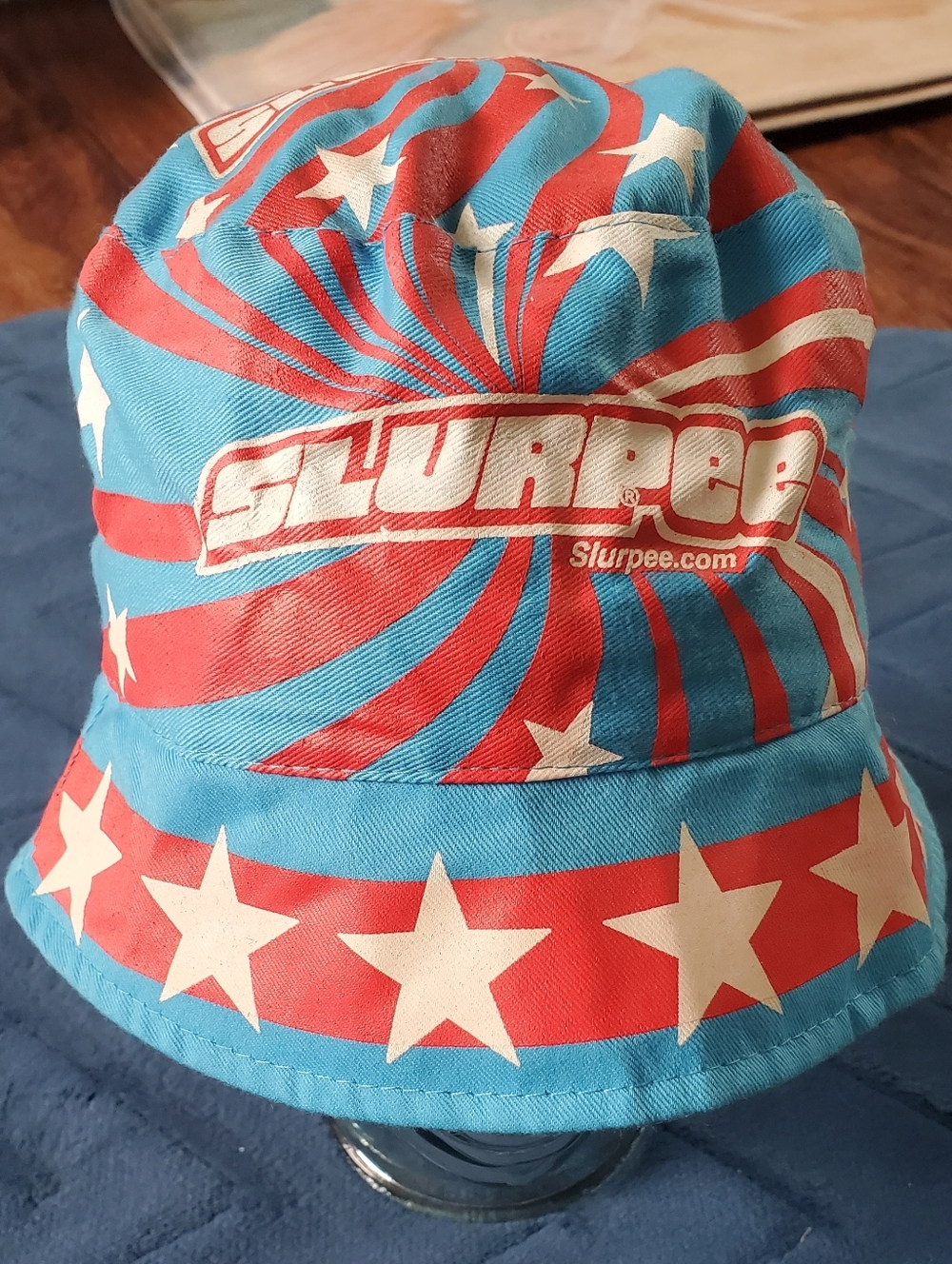 NEW Slurpee 7-11 Stars & Stripes Unisex Bucket Hat in Turquoise & Coral